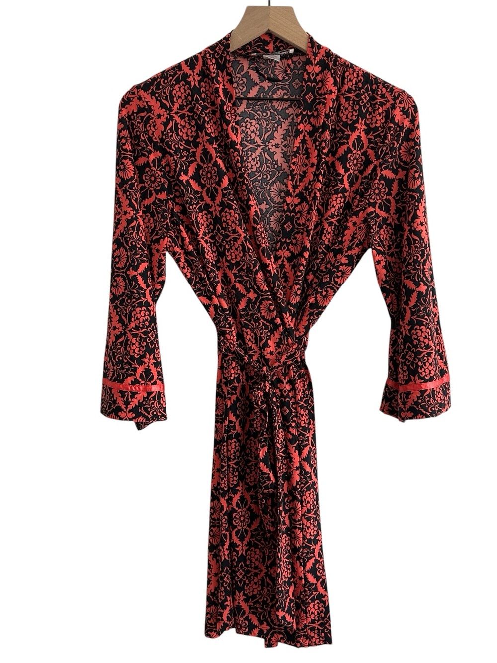 Linea Donatella Women Robe  Small Pink Diamond Soft Tie Belt Short Loungewear